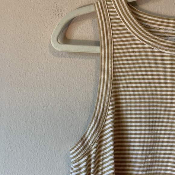 Madewell Brightside Striped Sleeveless Racerback Top Cotton Size XL Tan & White - Picture 7 of 11